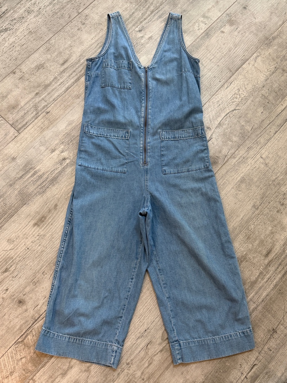 Madewell Cotragecore Zip up Sleeveless Denim Overall Jumpsuit Sz 8